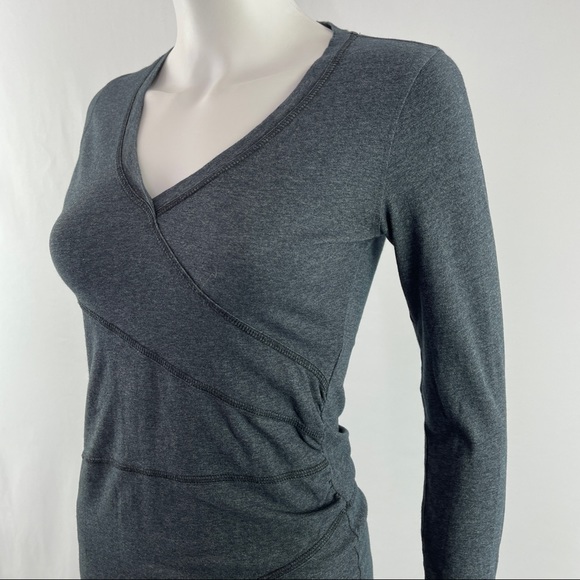 Athleta Size XXS Charcoal Gray Long Sleeve SUNBURST Dress Stretch - Picture 4 of 10